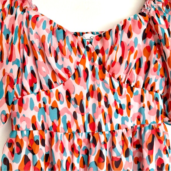 Jessica Simpson Red and Pink Smocked Mini Dress Size Small - Picture 4 of 9